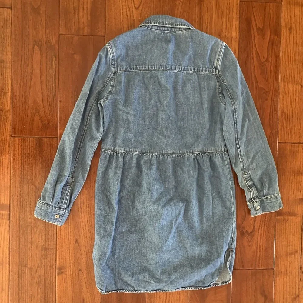 GAP Kids Denim Button Front Long Sleeve Shirt Dress Size M(8) Collared Blue Jean